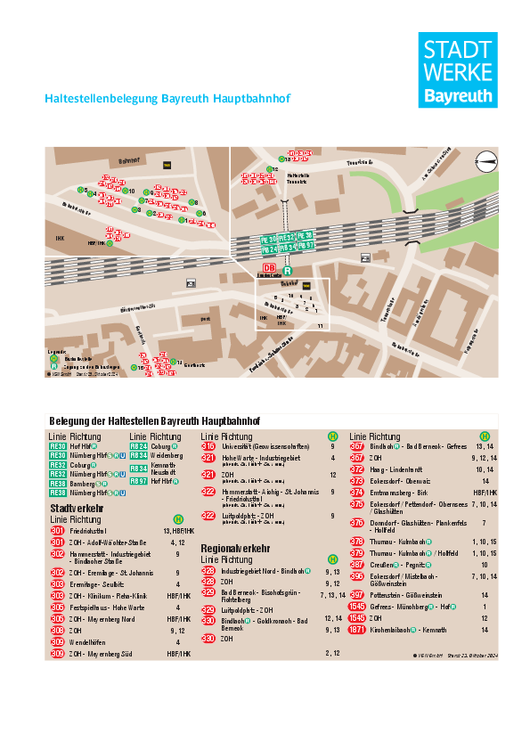 Haltestellenbelegung Hauptbahnhof Bayreuth